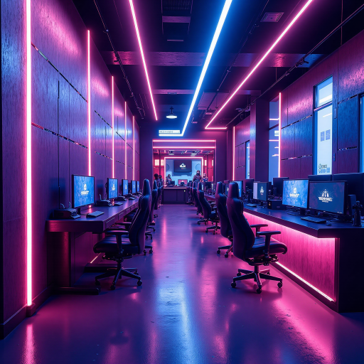 游戏公司办公室内部，年轻团队工作场景，创意工作环境